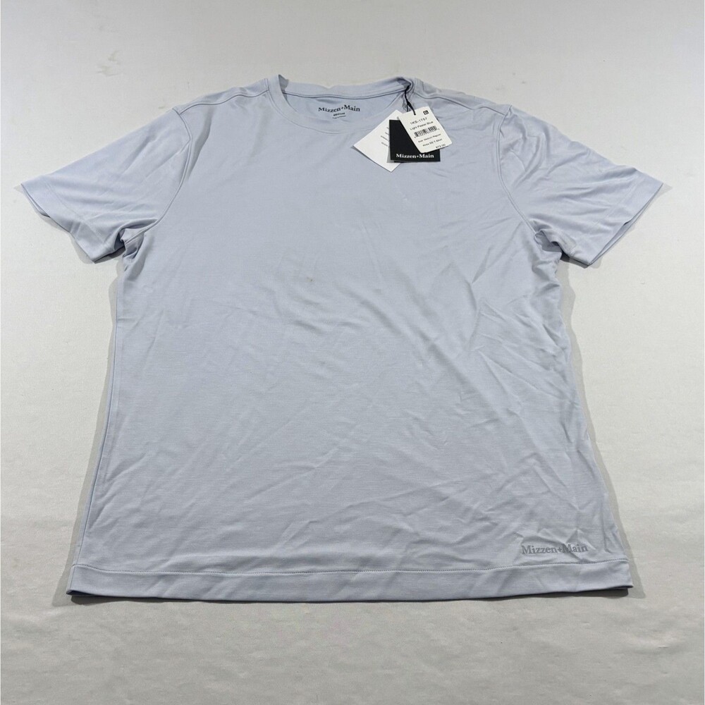Mizzen+Main Knox SS Crew Mens T-Shirt Pastel Blue Performance Gym Tee Sz M NWD